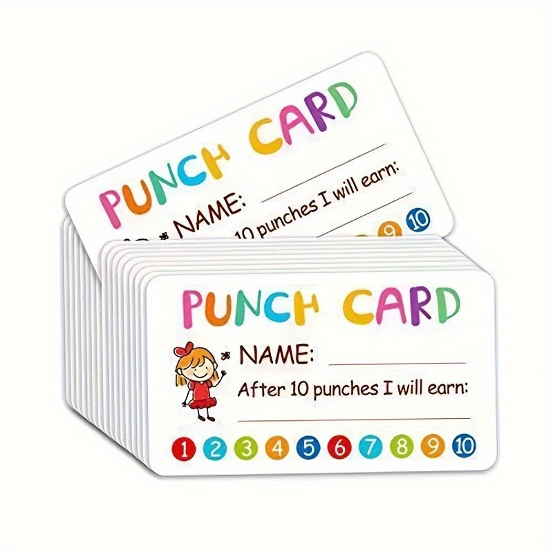 1/11pcs, Punch Cards With Hole Punch, My Reward Cards For Classroom Student  Home Behavior Incentive, For Business Loyalty Card, For Motivational Cute