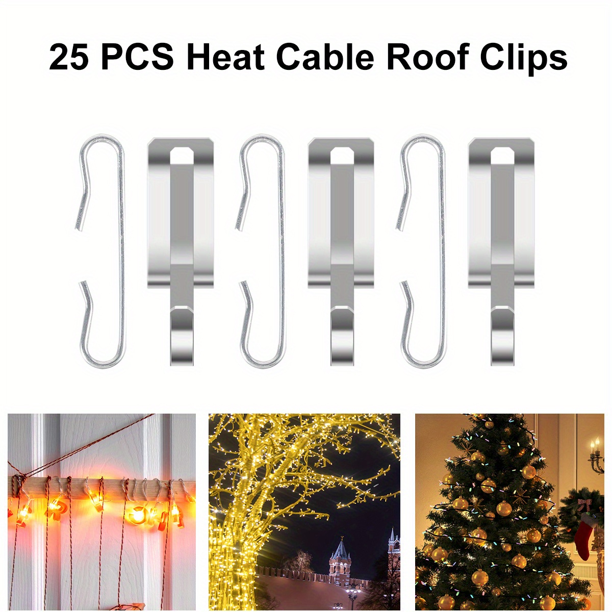 20Pcs Light String Clips Hook Wire Clamp Weatherproof Outdoor Gutter Clip  String Lights Holder Halloween Christmas Tree Decor