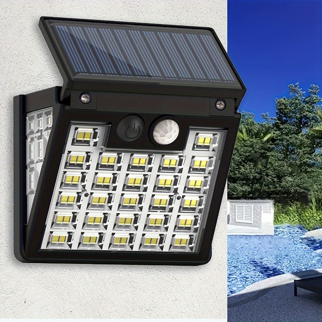  Focos solares para exteriores, IP65, luces solares para  exteriores, impermeables, 6500 K y 3 modos, luces solares para exteriores,  sensor de movimiento, luces para exteriores, encendido/apagado :  Herramientas y Mejoras del