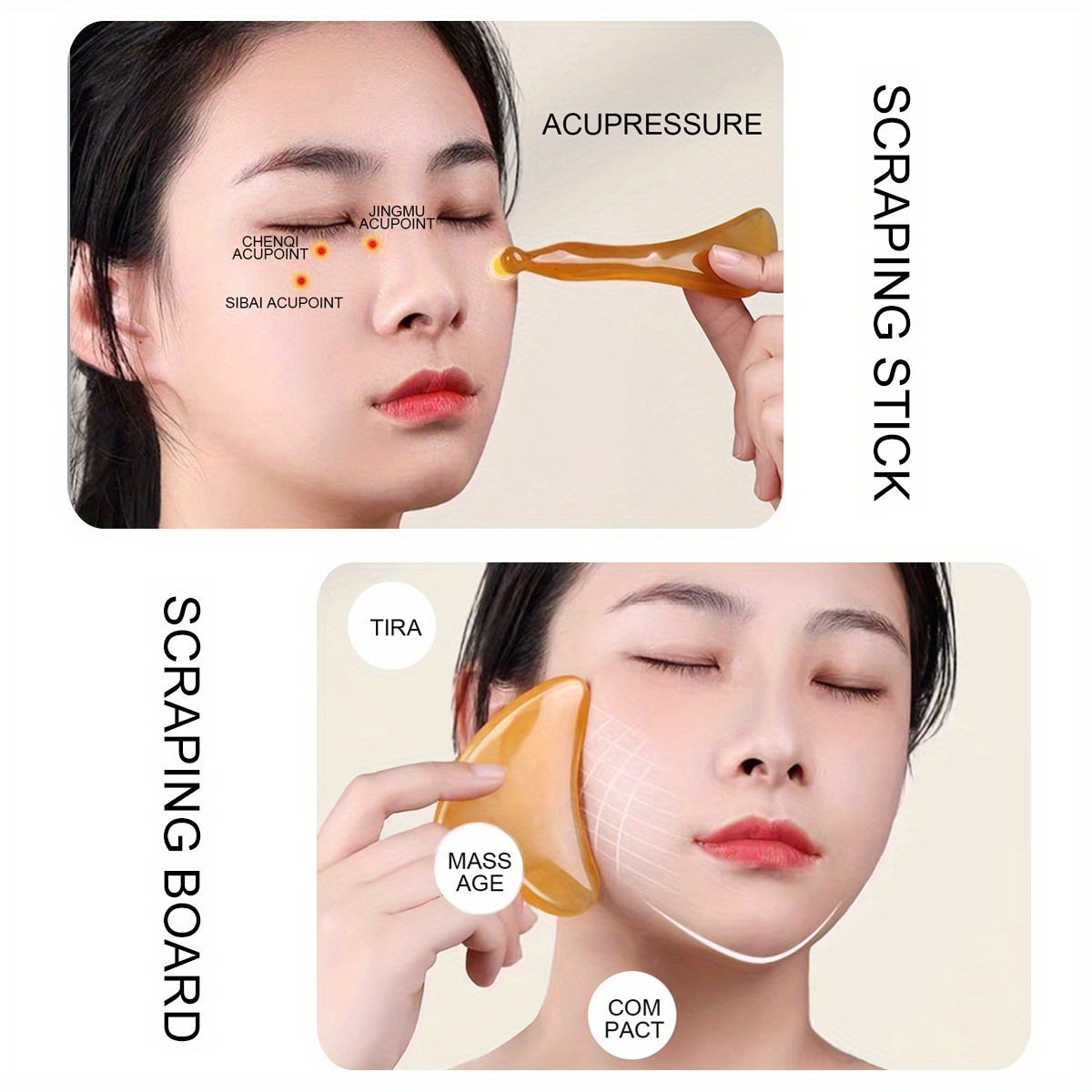 1set facial massage tools imitation horn gua sha board tensile rod face special resin face pulling meridian massage stick details 0