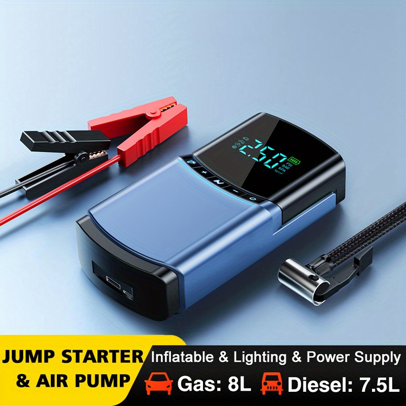 4 In 1 Car Jump Starter Air Pump Power Bank Portable Air Compressor Cars  Battery Starters Starting Auto Tyre Inflator - Automotive - Temu United  Kingdom