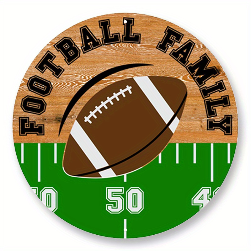

1pc 8x8inch Aluminum Metal Sign, Family Football Sign, Wreath Sign, Home Decor