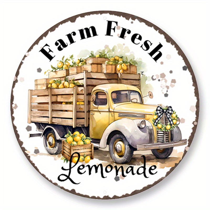 

1pc 8x8inch Aluminum Metal Sign Farm Fresh Lemonade Sign, Wreath Sign, Home Decor