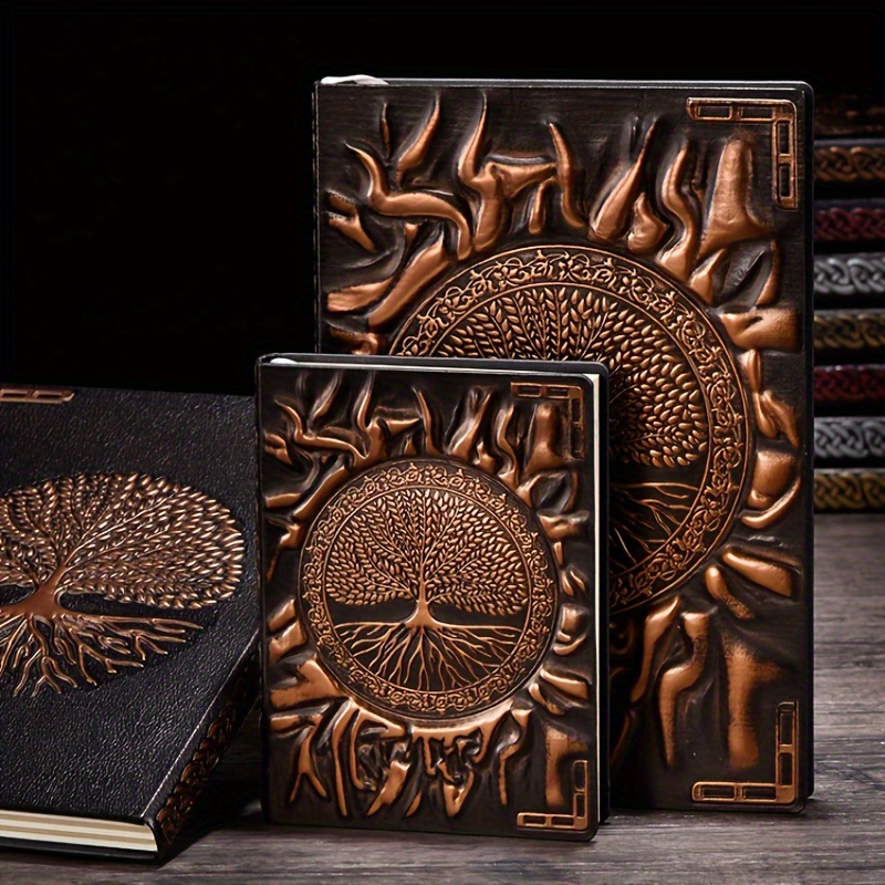 Vintage Embossed Leather Gold Hard Cover Bible Notebook - Temu