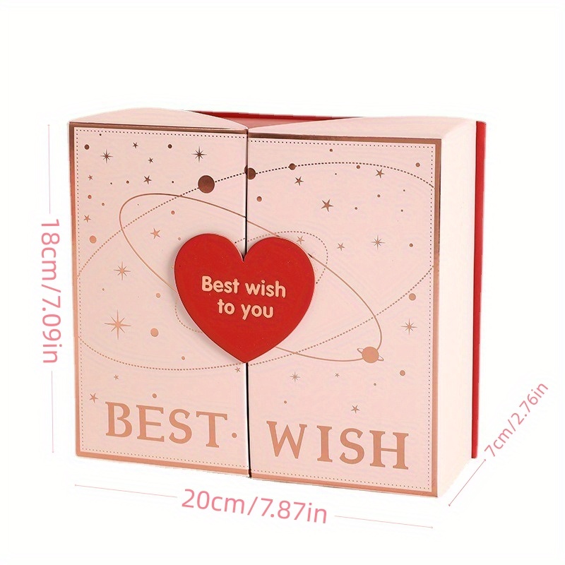 Set 8 scatole regalo quadrate San Valentino cm22 con coperchio disegno  cuore