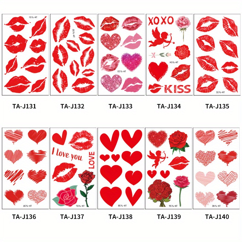 V-day Flash Tattoo Sticker Sheet, Journal Stickers, Bullet Journal  Stickers, Kiss Cut Stickers, Valentines Day Stickers, Girly Stickers