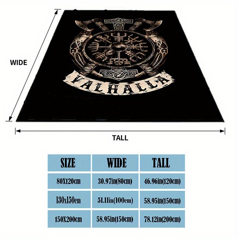 1pc flanged blanket retro viking logo printing blanket comfortable and comfortable blanket for camping sofa bed and couch office suitable for gift blankets in   details 0