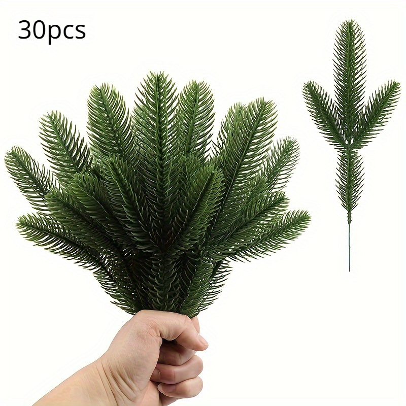 10 20 30 40pcs artificial green pine needles green plant pine needle garland home decor garden decoration fake cedar greenery leaves plant needle garlands for indoor outdoor home table centerpiece