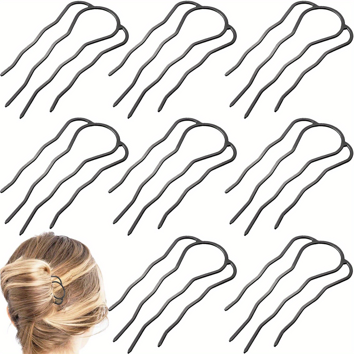 

8 Pcs Hair Side Combs, Metal Hair Fork Clip Hair Pins For Buns 4 Prong Hair Updo U-shape Hair Sticks For Women Hair Styling Tool Accessories