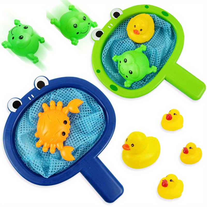 Kids Fishing Pole Bath Toy Set - Fishing Rod * 1, Fishing Net * 1, Small  Ducks * 5, Large Ducks * 2 