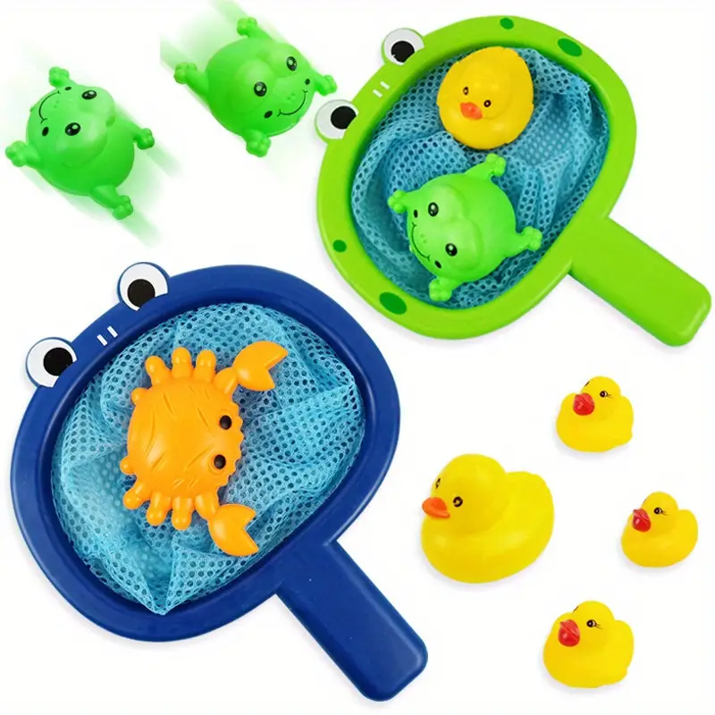 Fishing Toy Baby Bathing Toy Duck Fishing Net Plastic Animal - Temu