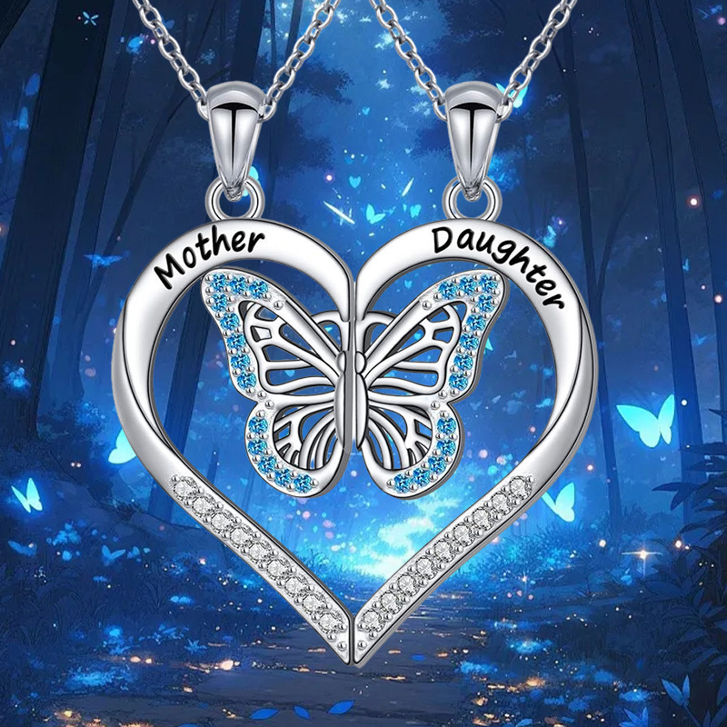 Set de 2 colliers pour femme avec pendentif en forme de cœur Mère Fille. 2  Bijoux