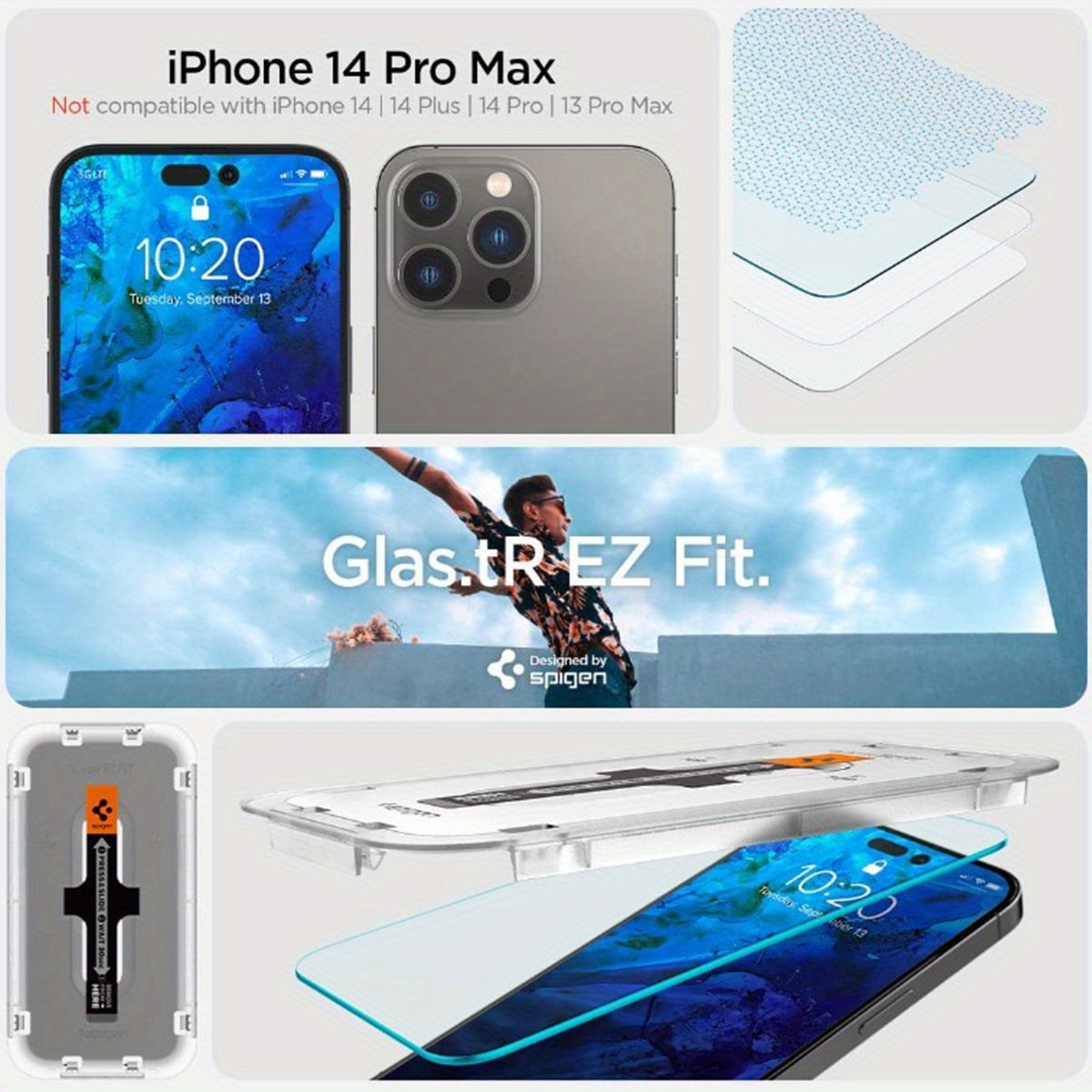 Spigen Tempered Glass Screen Protector Compatible with iPhone 14  Plus/iPhone 13 Pro Max - Sensor Protection