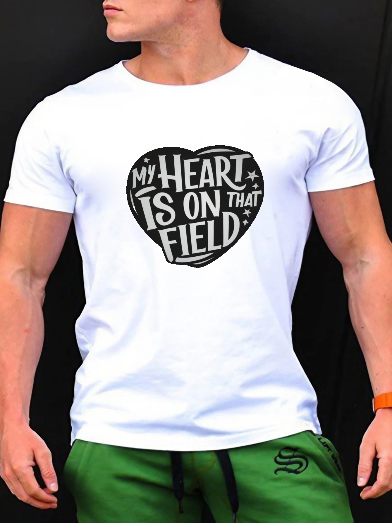 Half Heart Graphic Print Men's Short Sleeve T-shirt - Temu United