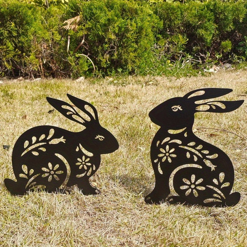 Cartoon Rabbit Yard Gartendekorationen, Tierstatuen für den