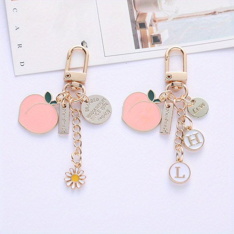 1pc Cute Peach Sanrio Keychain Kawaii Kuromi Melody Cartoon Keyring Trendy  Hanging Pendant Car Key Ring Bag Charms For Women Girls