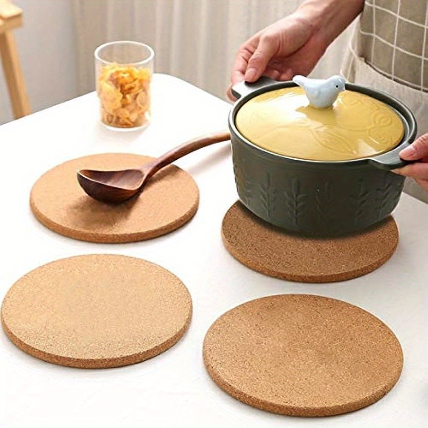 4pcs Trivet, Thick Round Cork, Hot Pads For Dishes, Pots, Pans And Plants,  Hot Pads For Table And Countertop, Home, Kitchen Supplies