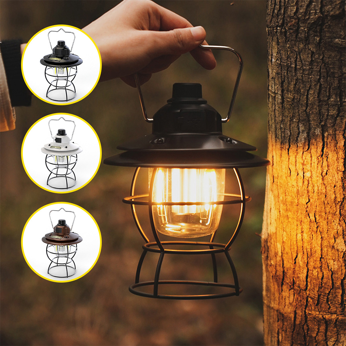 Lanterns for Power Outages, LED Camping Lantern, USB Rechargeable & Solar &  Hand Crank Powered Emergency Light, Portable and Waterproof Camping Lights