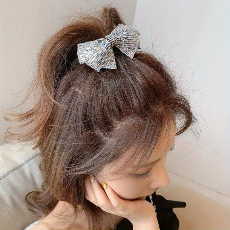 

1pc, Elegant Shiny Vintage Bow Hair Clip, Rhinestones Bow Spring Clip, Women Casual Party Outdoor Decors, Princess Fairy Style Barrette Hair Accessories, Gift Photo Props