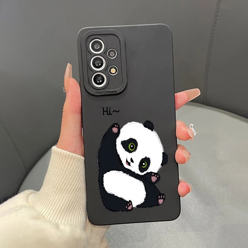 

Panda Pattern Phone Cases Black Protective Soft Shockproof Bumper Back Cover For Samsung Galaxy A/s Series