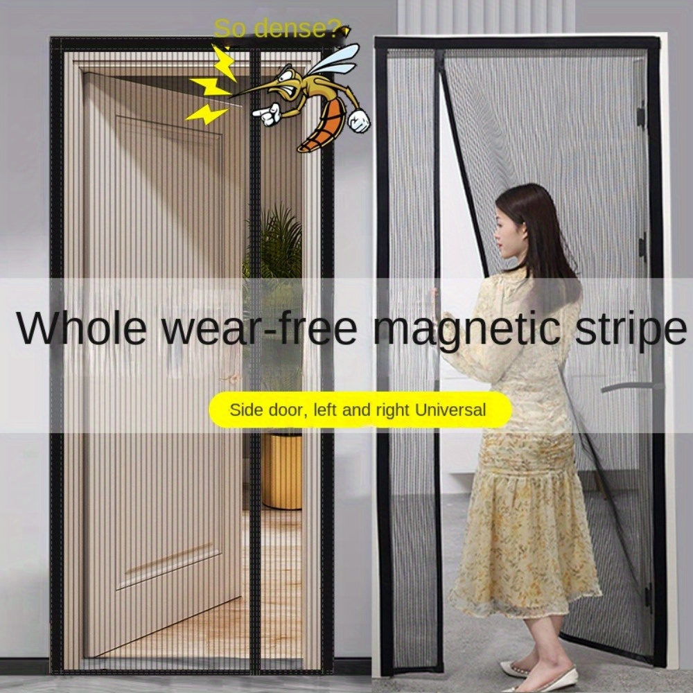 Tela mosquitera para puerta de instalación magnética con apertura lateral  izquierda, fibra de vidrio