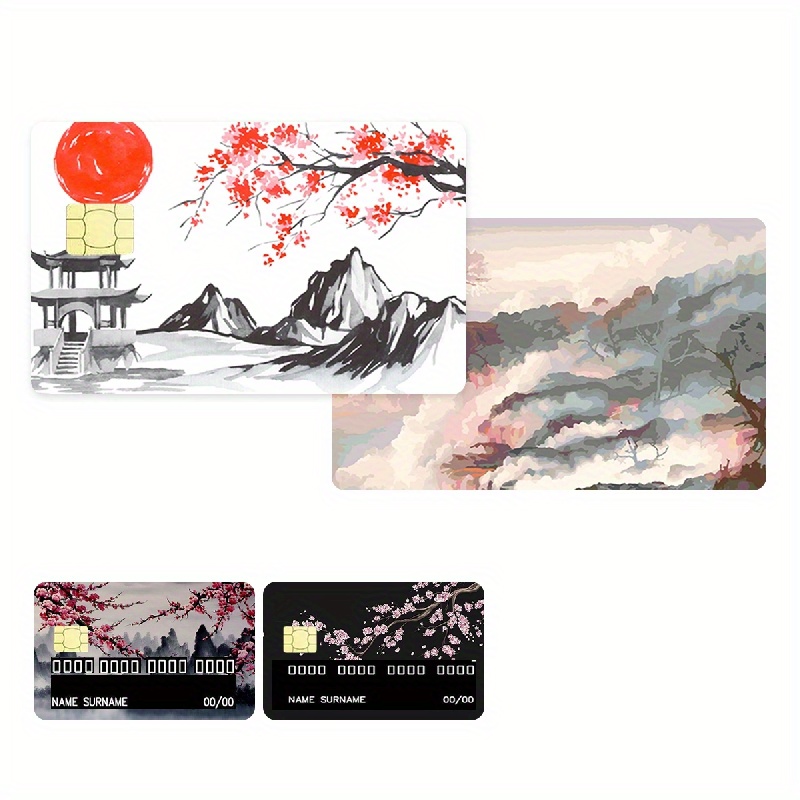 

4pcs In 1 Japan Sakura Card Skin Sticker For Ebt, Transportation, Key, Credit, Debit Card Skin - Protecting And Personalizing Bank Card - No Bubble, Slim, Waterproof, Digital-printed