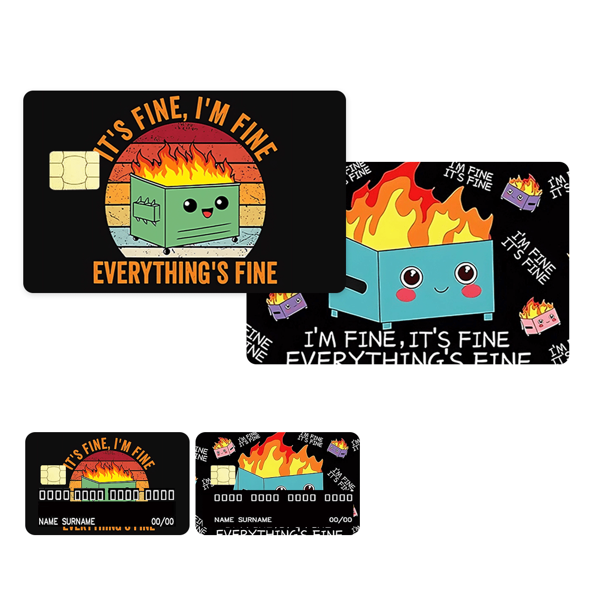 3Pcs/Pack - I'm Fine It's Fine Everything is Fine Sticker, Funny Dumpster  Fire Sticker for Laptop Water Bottle Phone Car Tent Van Bumper Window