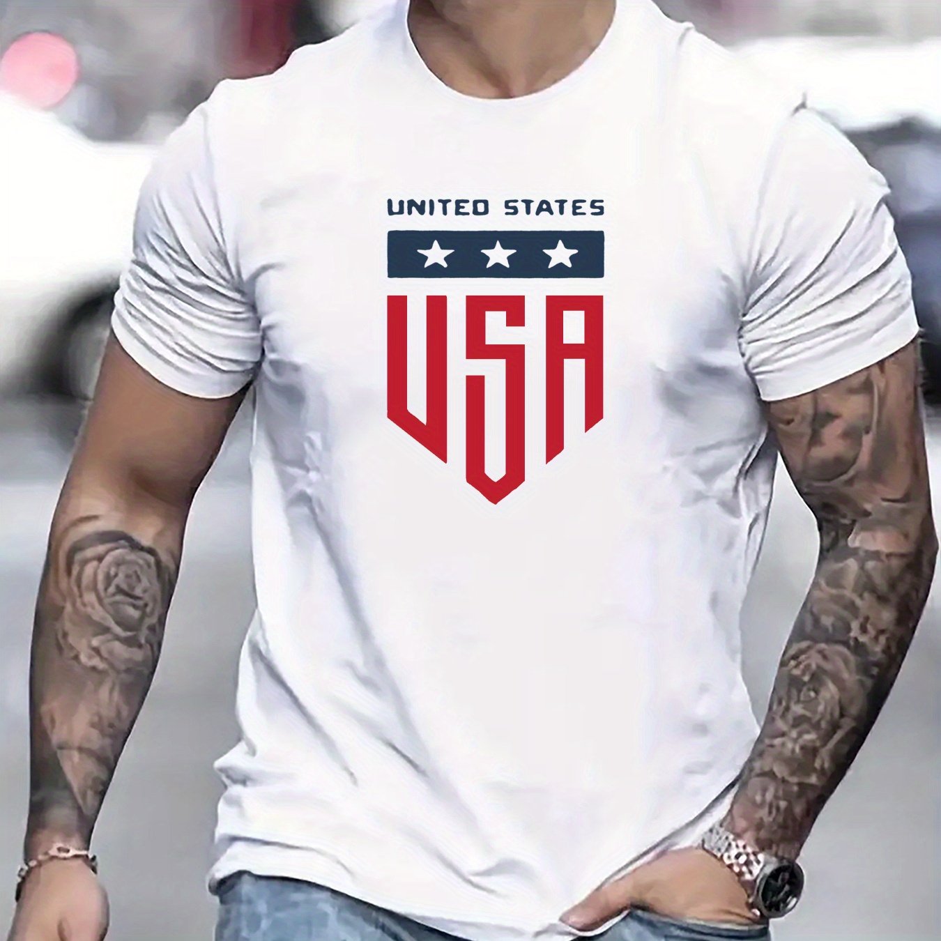 

Usa Print T Shirt, Tees For Men, Casual Short Sleeve T-shirt For Summer