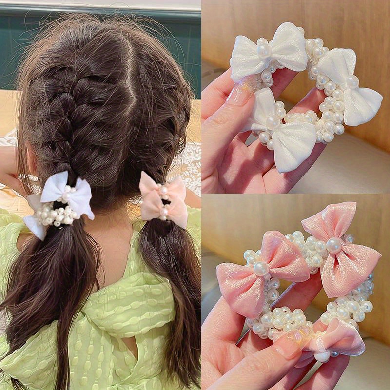 Stylish And Durable Artificial Pearl Hair Ties For Women - Temu