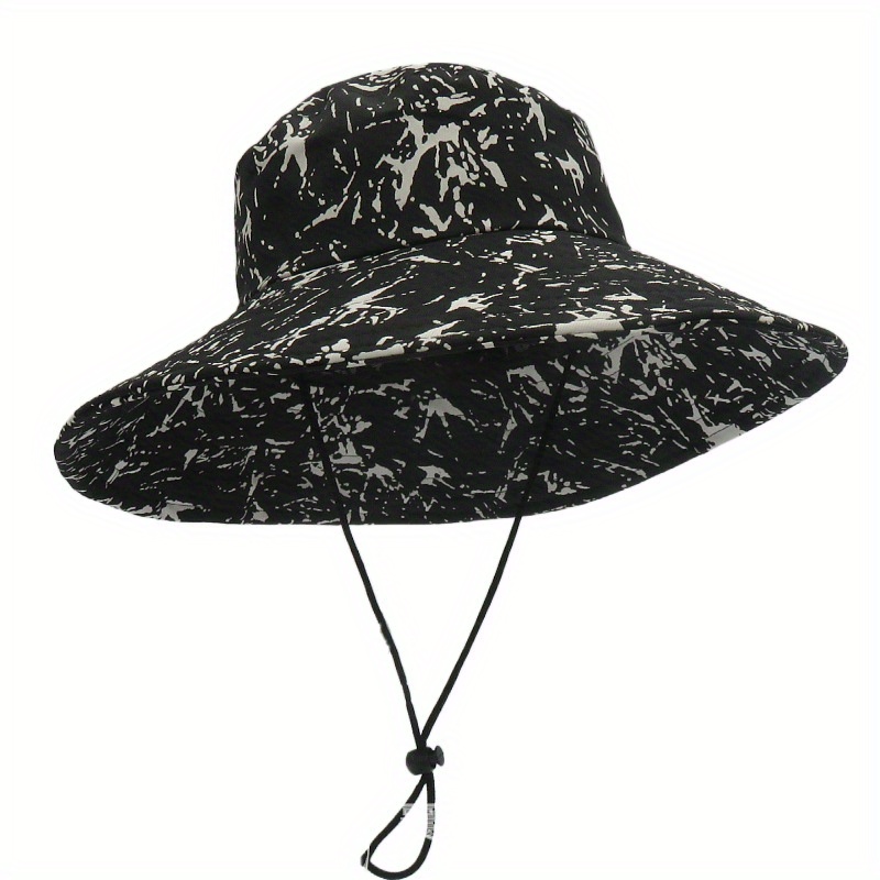 Tie Dye Sunshade Boonie Hat, Wide Brim Breathable Fisherman Hat With Rope  For Fishing Camping Hunting