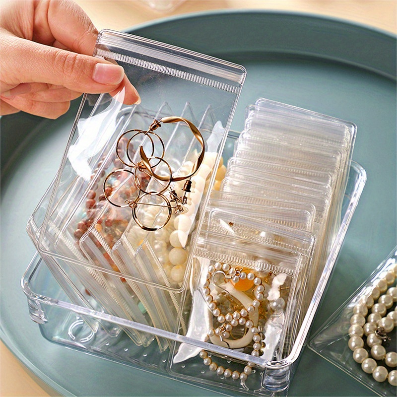 50pcs, PVC Anti Tarnish Jewelry Bags, Anti-oxidation Clear Jewelry Zipper  Bags,Jewelry Pouches Small Zipper Bags For Holding Earring Ring Necklace Jew