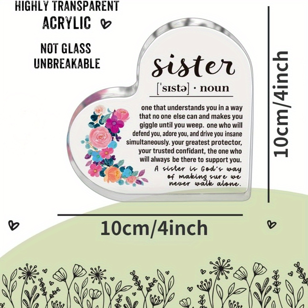 Amazon.com: Sister Gifts from Sister, Sister Birthday Gift Ideas, Big Sister  Little Sister Gifts from Brother Soul Sister Mother's Day Gifts for  Unbiological Sister Gifts for Women Acrylic Plaque Desk Signs :