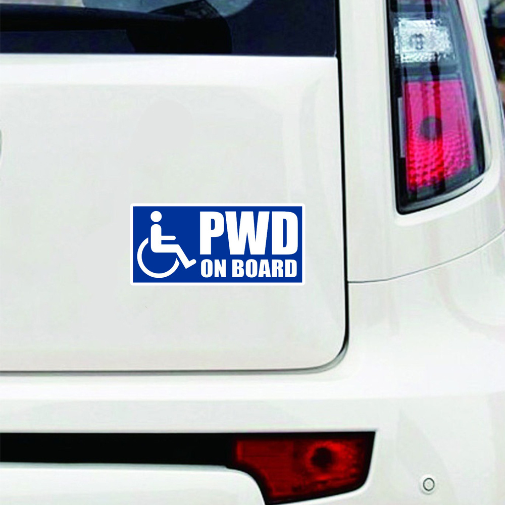 PWD On Board Vinyl Stickers, Car Sticker For Laptop, Bottle, Truck, Phone,  Motorcycle, Window, Wall, Cup