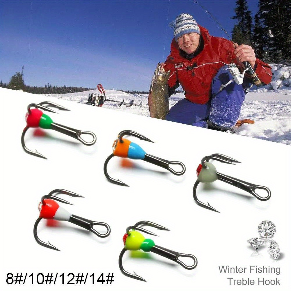 8# 10# 12# 14# Winter Ice Fishing Hooks Three claw Hook - Temu