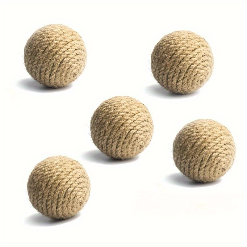 

5pcs Natural Sisal Ball Cratch & Chasing Toy, Handcrafted Cat Balls For Indoor Cat Supplies