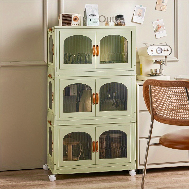 Plastic Storage Box Double Door Folding Storage Cabinet - Temu