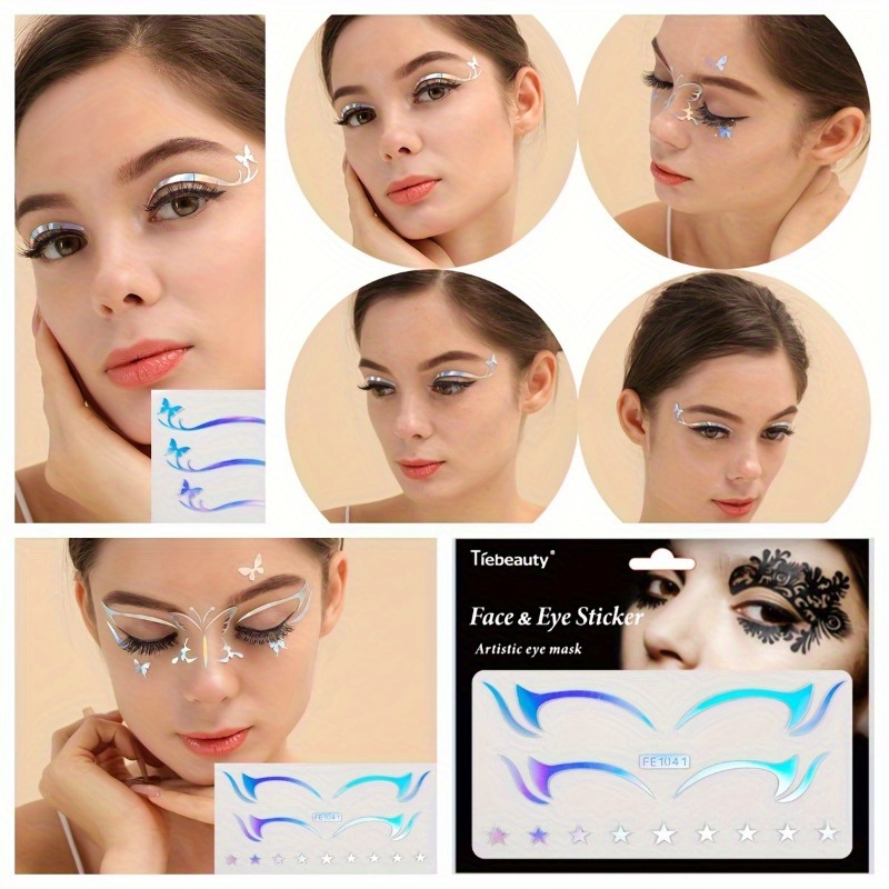Womens Eye Stickers Makeup Colorful Laser Face Face Art Eyeliner Tattoo  Sticker