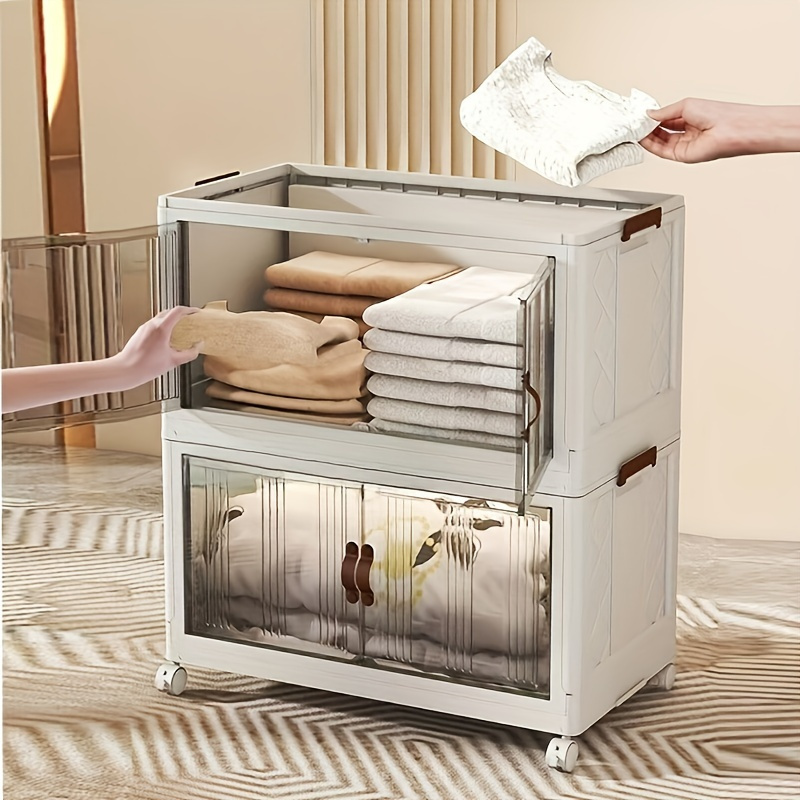 Plastic Storage Box Double Door Folding Storage Cabinet - Temu