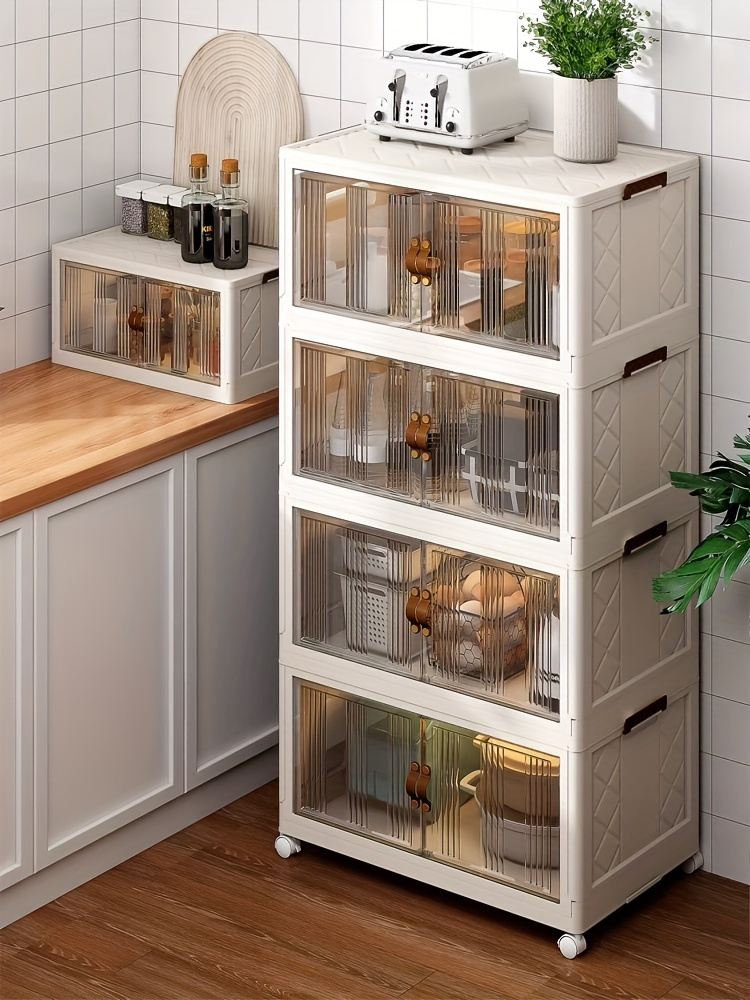 Plastic Storage Box Double Door Folding Storage Cabinet - Temu