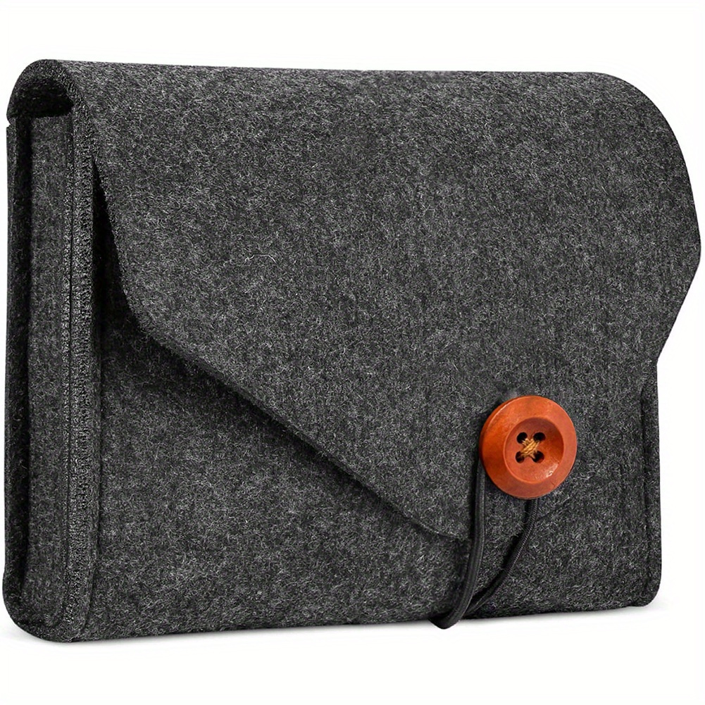 1pc Soft Felt Power Adapter Case Compatible For Laptop , Cables, Drives - Compact Tech Accessories Bag, Portable Adapter Holder Pouch