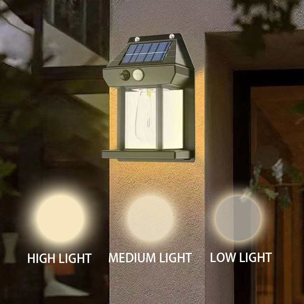 1pc new solar tungsten wall lamp 3 modes outdoor villa garden courtyard decoration induction lantern small night lamp details 4