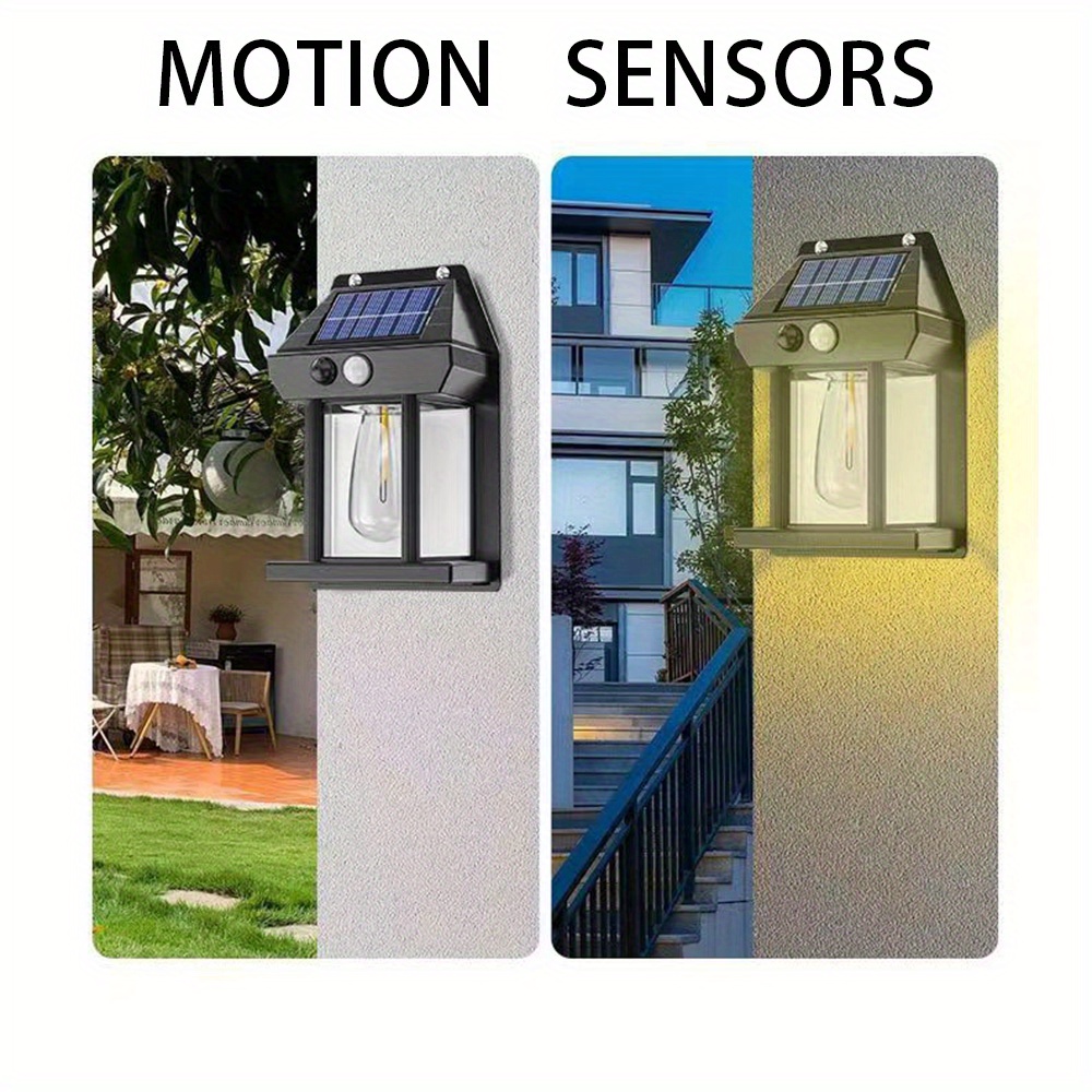 1pc new solar tungsten wall lamp 3 modes outdoor villa garden courtyard decoration induction lantern small night lamp details 5