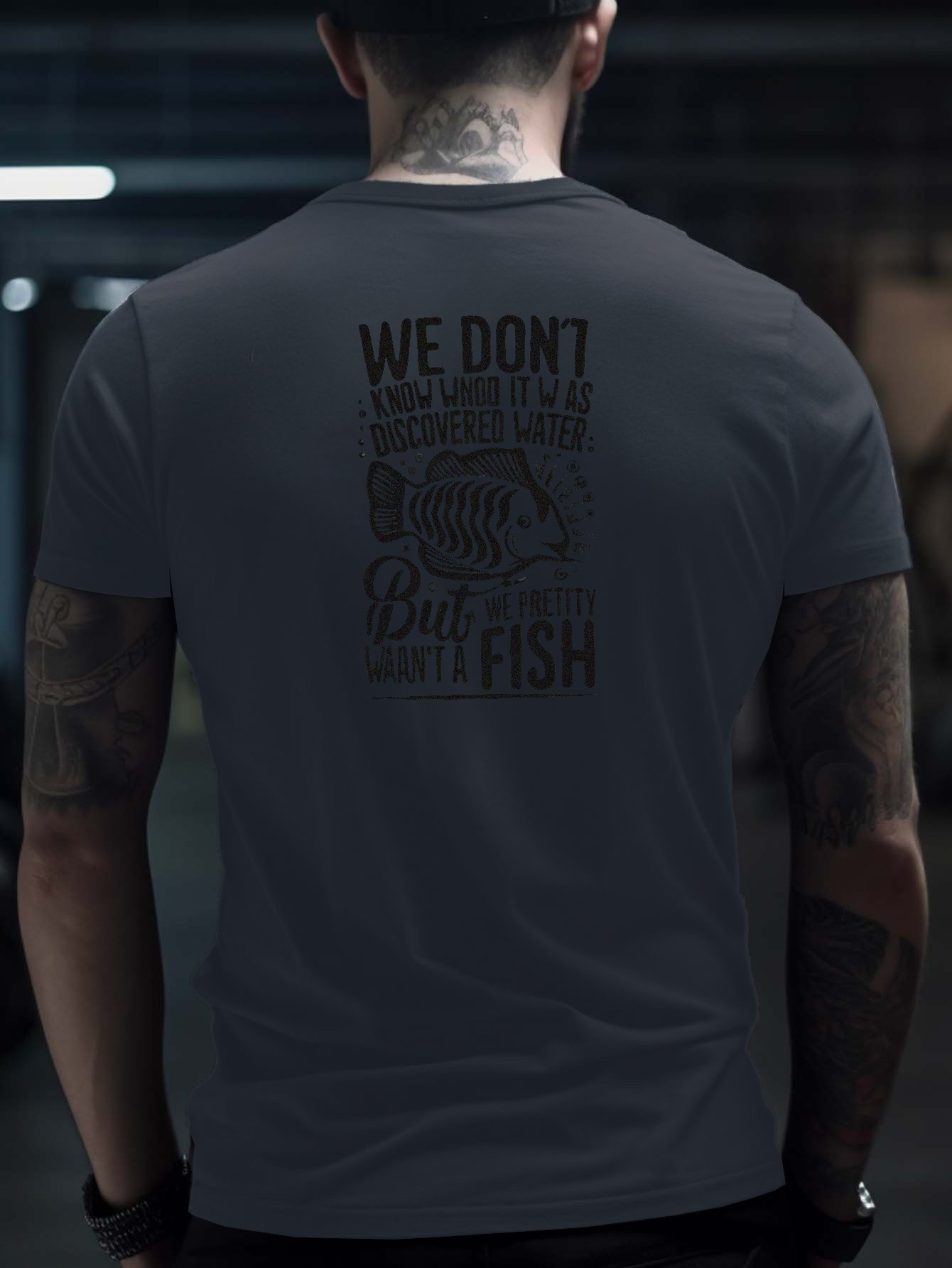 Fish Print Men's Short Sleeve T-shirts, Comfy Casual Breathable Tops For Men's Fitness Training, Jogging, Outdoor Activities