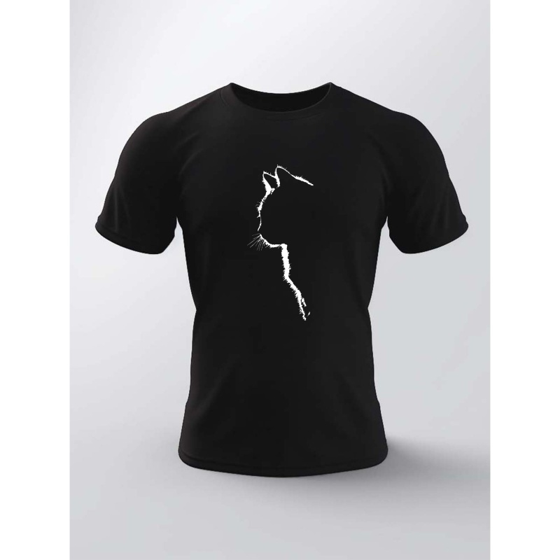 

Cat Print T Shirt, Tees For Men, Casual Short Sleeve T-shirt For Summer