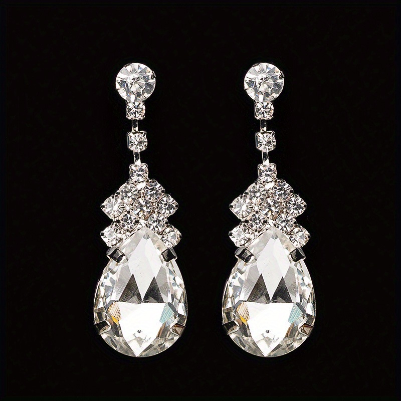 Stylish Drop Rhinestone Earrings Fashion Jewelry Bridal Dangle