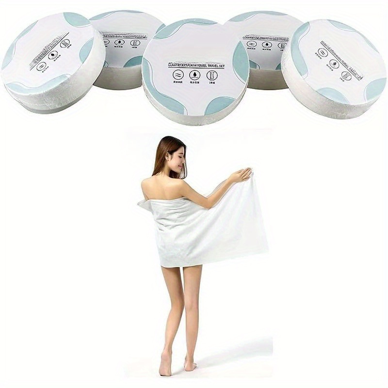 

Lot De 5 Serviettes De Bain En Coton Jetables Compressées, Grandes Dimensions (42 X 27 Pouces), Légères Et Réutilisables, Idéales Pour La Randonnée, Le Camping, La Plage, La Natation Et Les Voyages