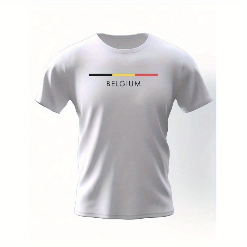 

Belgium Print T Shirt, Tees For Men, Casual Short Sleeve T-shirt For Summer