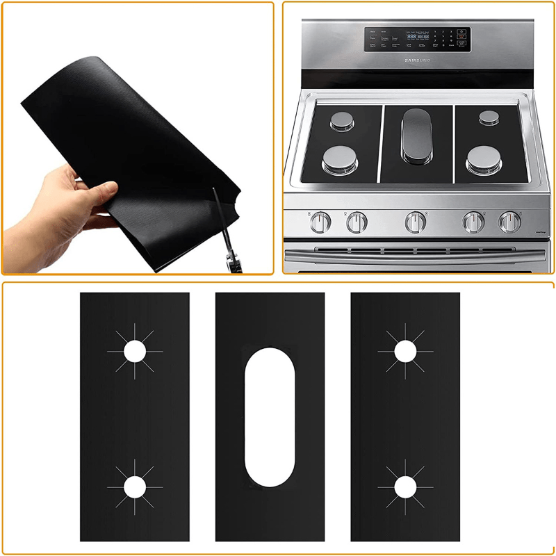 Kitchen Gas Range Stove Top Burner Cover Guard Protector Reusable Non-stick  Line