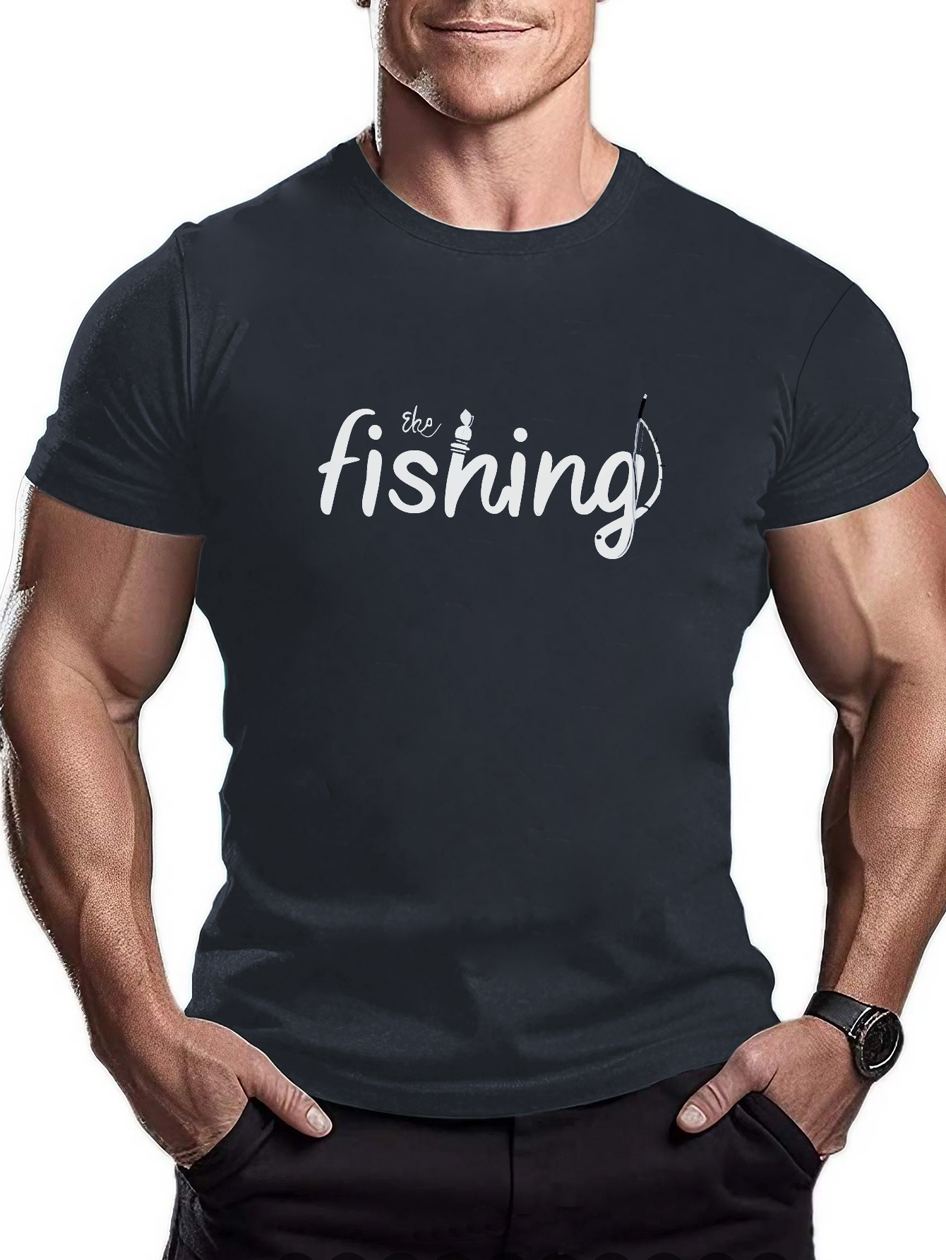 Big Fish Pattern T shirt Men's Casual Street Style Stretch - Temu