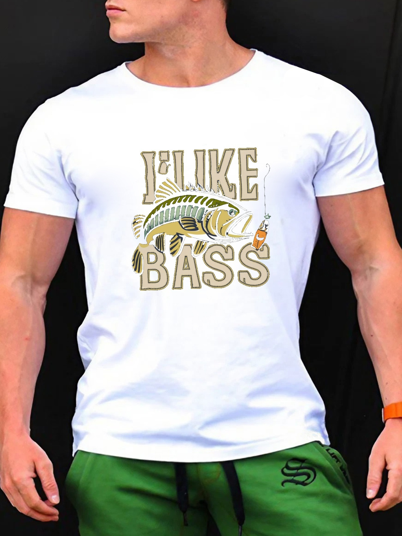 Stylish Bass Pattern Print Men's Comfy T shirt Graphic Tee - Temu